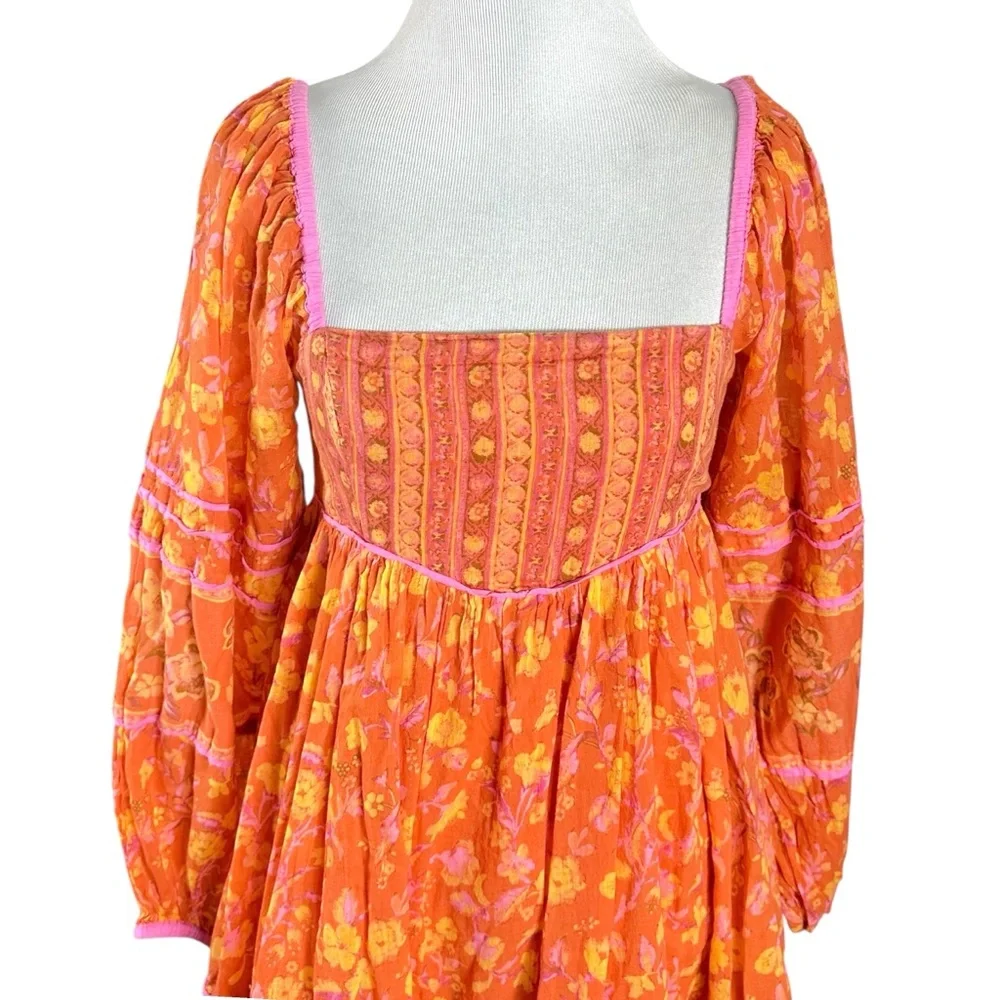 Free People Bohemian Retro 70s Flower Child Endless Afternoon Mini Dress XS